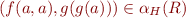 $(f(a,a),g(g(a))) \in \alpha_H(R)$