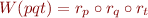 \begin{equation*}
   W(pqt) = r_p \circ r_q \circ r_t
\end{equation*}