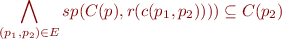 \begin{equation*}
  \bigwedge_{(p_1,p_2) \in E} sp(C(p),r(c(p_1,p_2)))) \subseteq C(p_2)
\end{equation*}