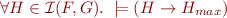 $\forall H \in {\cal I}(F,G).\ \models (H \rightarrow H_{max})$