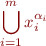 \begin{equation*}
    \bigcup_{i=1}^m x_i^{\alpha_i}
\end{equation*}