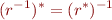 \begin{equation*}
    (r^{-1})^{*} = (r^{*})^{-1}
\end{equation*}