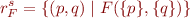 \begin{equation*}
   r^s_F = \{(p,q) \mid F(\{p\},\{q\}) \}
\end{equation*}